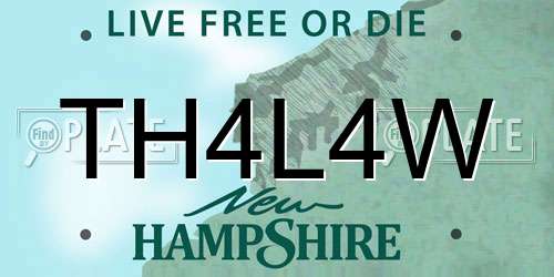 TH4L4W New Hampshire License Plate