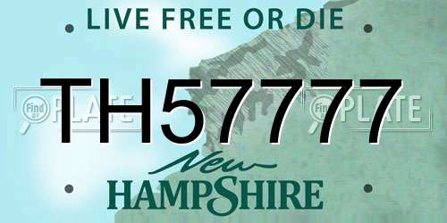 TH57777 New Hampshire License Plate