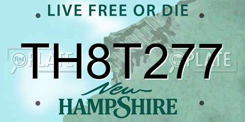 TH8T277 New Hampshire License Plate