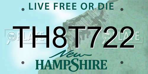 TH8T722 New Hampshire License Plate