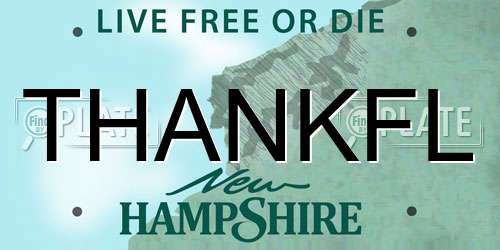 THANKFL New Hampshire License Plate