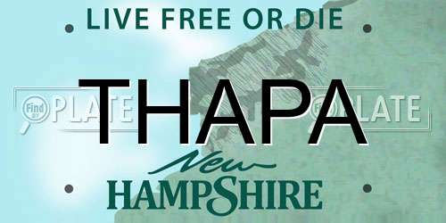 THAPA New Hampshire License Plate