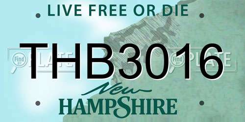 THB3016 New Hampshire License Plate
