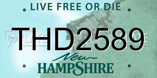 THD2589 New Hampshire License Plate