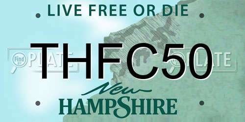 THFC50 New Hampshire License Plate