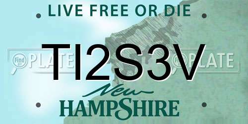 TI2S3V New Hampshire License Plate