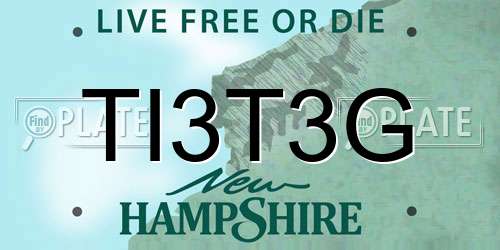 TI3T3G New Hampshire License Plate
