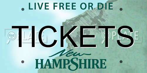 TICKETS New Hampshire License Plate