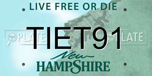 TIET91 New Hampshire License Plate