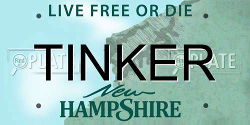 TINKER New Hampshire License Plate