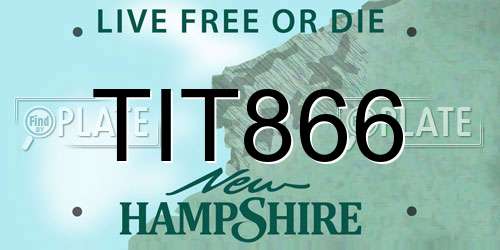 TIT866 New Hampshire License Plate