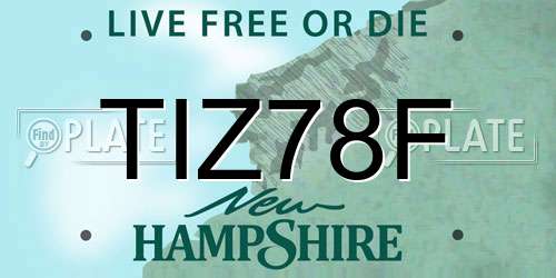 TIZ78F New Hampshire License Plate