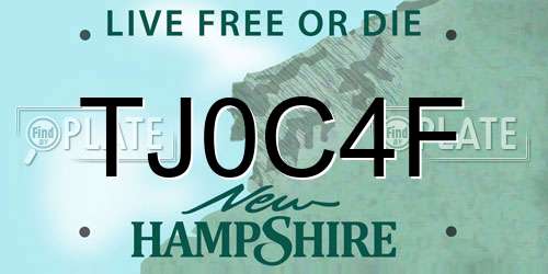TJ0C4F New Hampshire License Plate