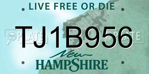 TJ1B956 New Hampshire License Plate