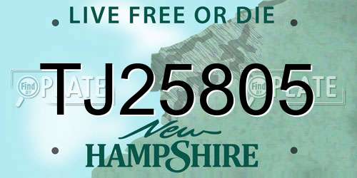 TJ25805 New Hampshire License Plate