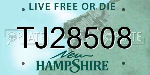 TJ28508 New Hampshire License Plate