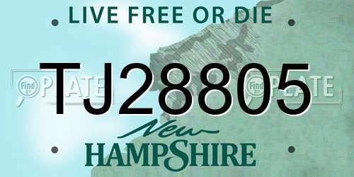 TJ28805 New Hampshire License Plate