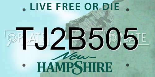 TJ2B505 New Hampshire License Plate