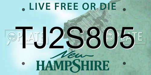 TJ2S805 New Hampshire License Plate