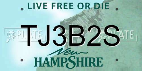 TJ3B2S New Hampshire License Plate
