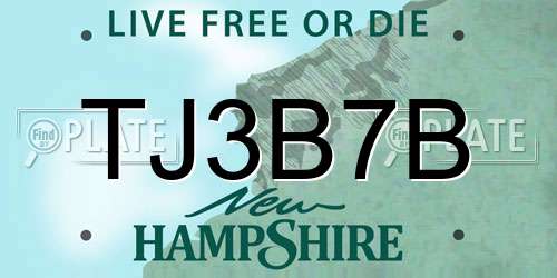 TJ3B7B New Hampshire License Plate