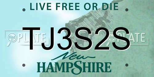 TJ3S2S New Hampshire License Plate