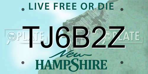 TJ6B2Z New Hampshire License Plate