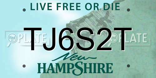 TJ6S2T New Hampshire License Plate