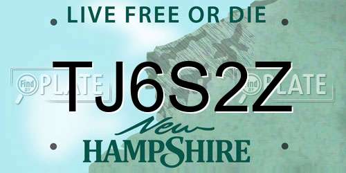 TJ6S2Z New Hampshire License Plate
