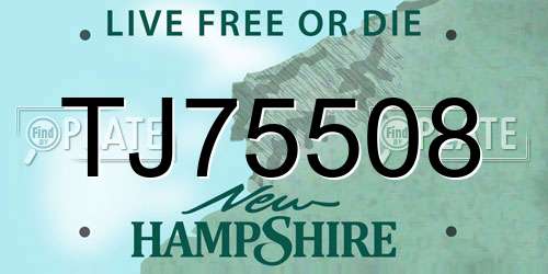 TJ75508 New Hampshire License Plate
