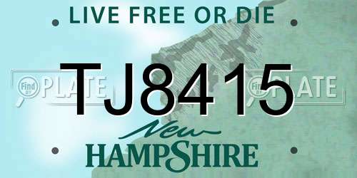 TJ8415 New Hampshire License Plate