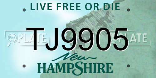 TJ9905 New Hampshire License Plate