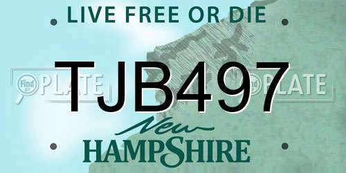TJB497 New Hampshire License Plate