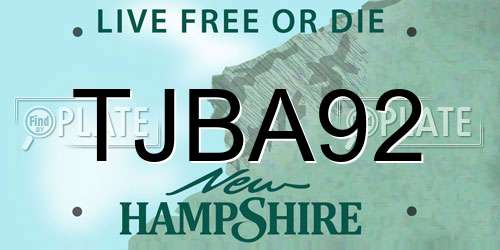 TJBA92 New Hampshire License Plate