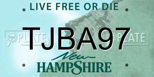 TJBA97 New Hampshire License Plate