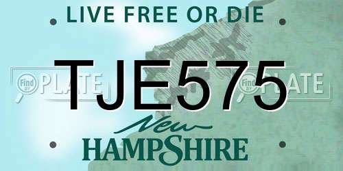TJE575 New Hampshire License Plate