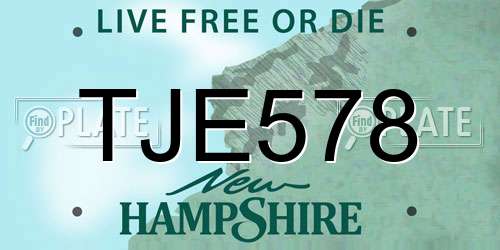TJE578 New Hampshire License Plate