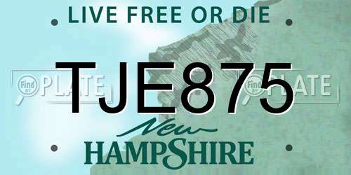 TJE875 New Hampshire License Plate