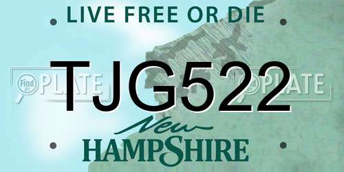 TJG522 New Hampshire License Plate