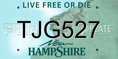 TJG527 New Hampshire License Plate