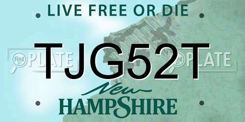 TJG52T New Hampshire License Plate