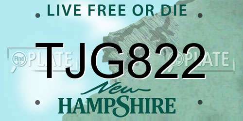 TJG822 New Hampshire License Plate