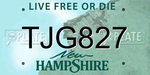 TJG827 New Hampshire License Plate