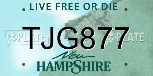 TJG877 New Hampshire License Plate