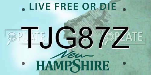 TJG87Z New Hampshire License Plate