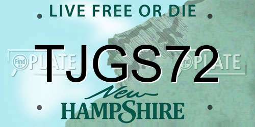 TJGS72 New Hampshire License Plate