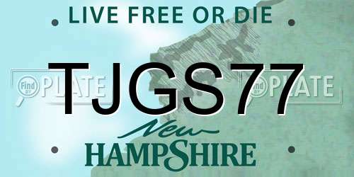 TJGS77 New Hampshire License Plate