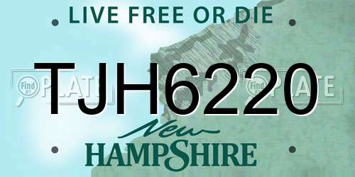TJH6220 New Hampshire License Plate