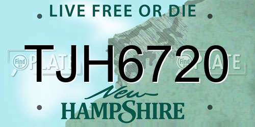 TJH6720 New Hampshire License Plate