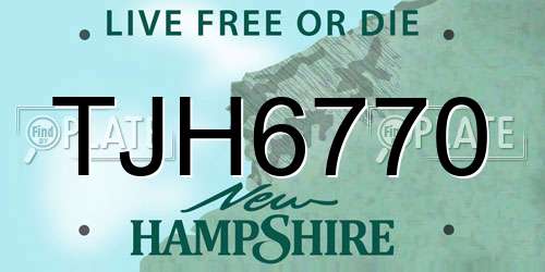 TJH6770 New Hampshire License Plate